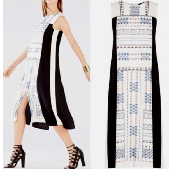 NWT BCBG MAX AZRIA BECKA BLOCK PRINT MIDI DRESS GARDENIA BCV60F05 SIZE XS - Picture 7 of 7